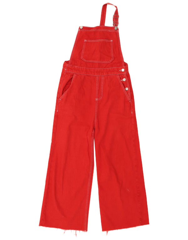 Calça jardineira feminina Topshop Reino Unido 8 pequena W26 L24 algodão vermelho