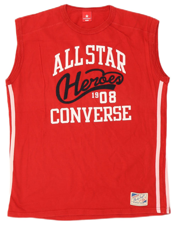 Converse Mens Graphic Vest Top Grande Algodão Vermelho