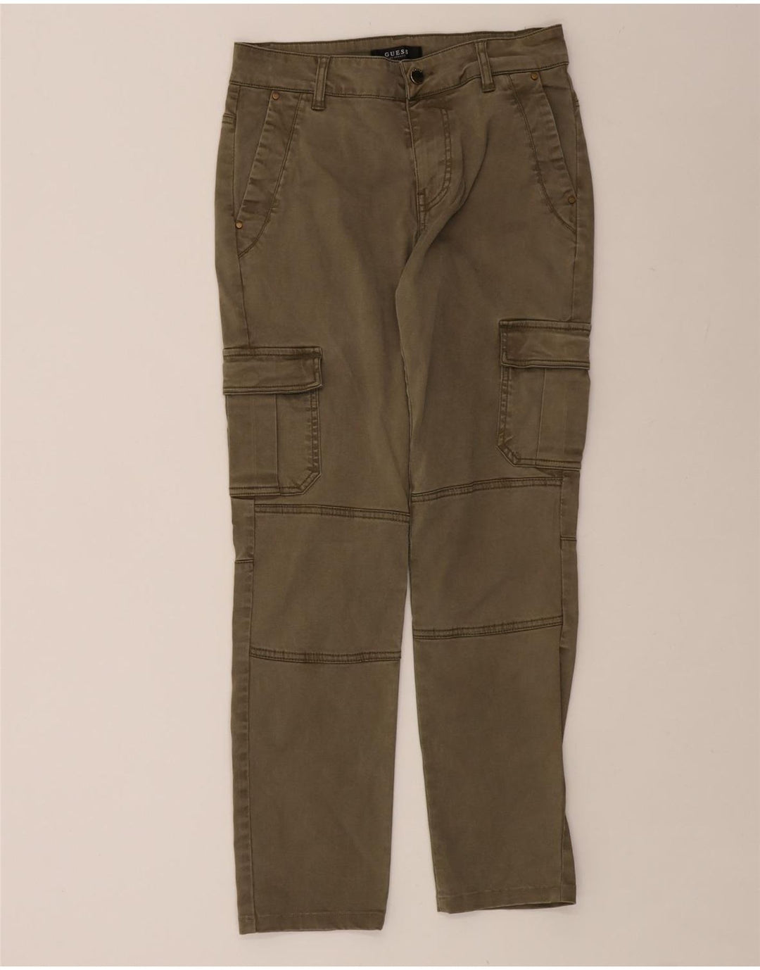 Calça cargo feminina GUESS Slim W26 L28 verde Lyocell
