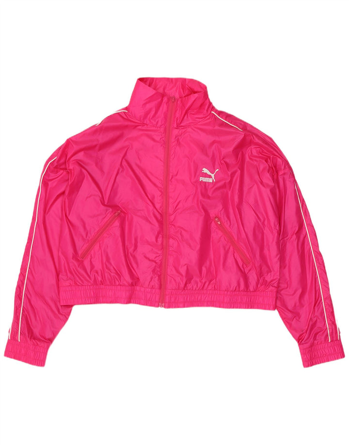 PUMA Womens Crop Oversized Tracksuit Top Jacket Reino Unido 14 Médio Rosa Nylon