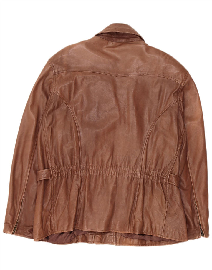 Jaqueta de couro vintage feminina de grandes dimensões Reino Unido 18 XL couro marrom