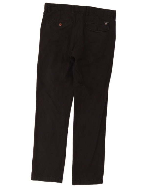 Calça chino masculina Gant reta regular fit W32 L32 algodão preto