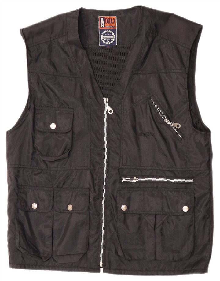 Colete utilitário masculino vintage UK 38 nylon preto médio