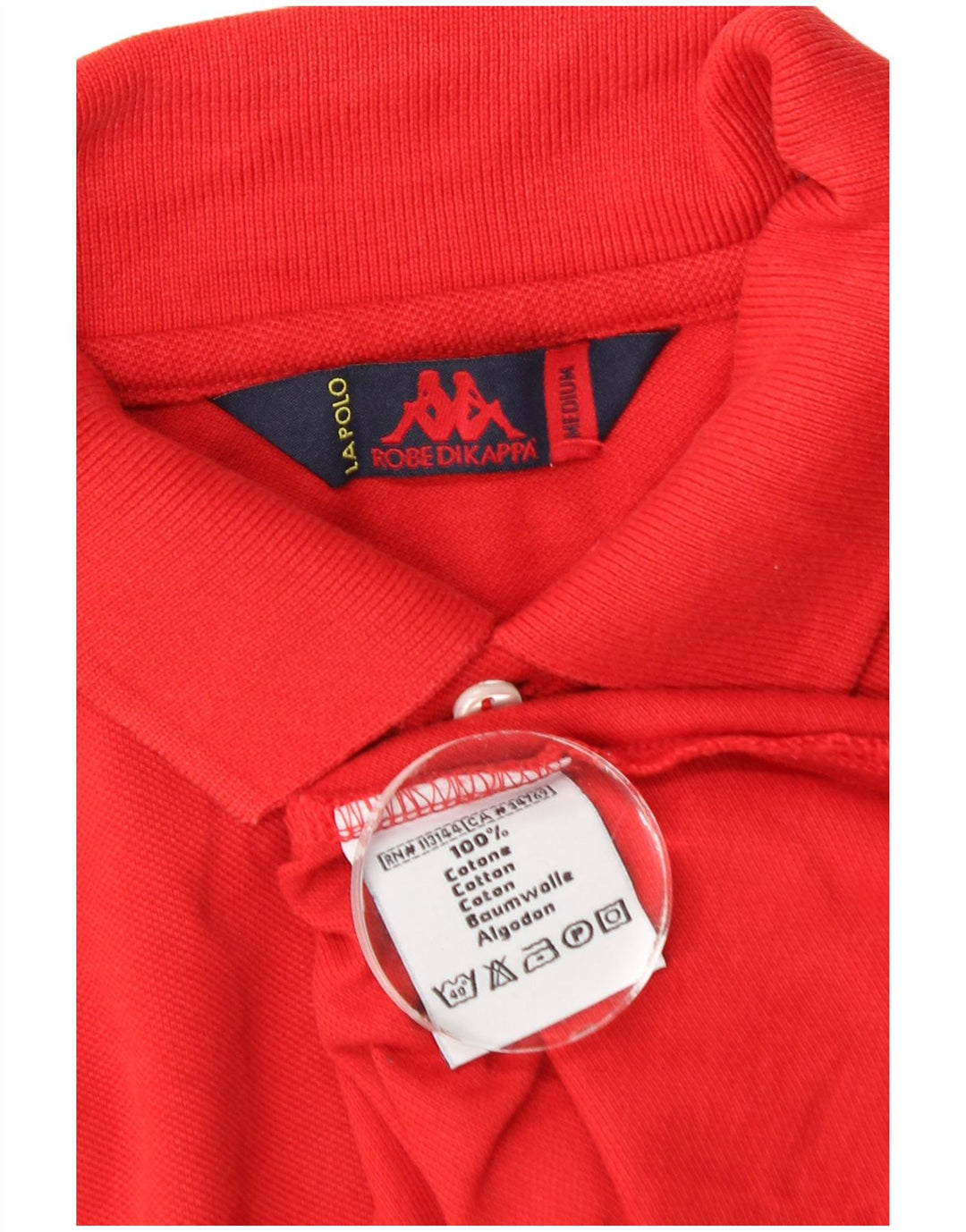 Camisa polo masculina de manga comprida Kappa médio algodão vermelho