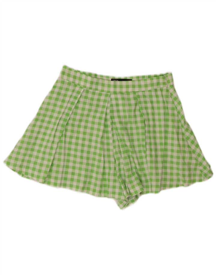 Zara Shorts feminino casual pegged médio W28 verde guingão
