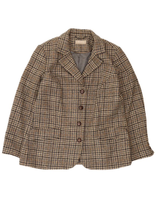 Jaqueta blazer feminina Mona com 4 botões Reino Unido 14 grande marrom houndstooth