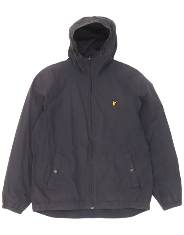 Jaqueta bomber masculina Lyle & Scott com capuz UK 42 XL algodão azul marinho