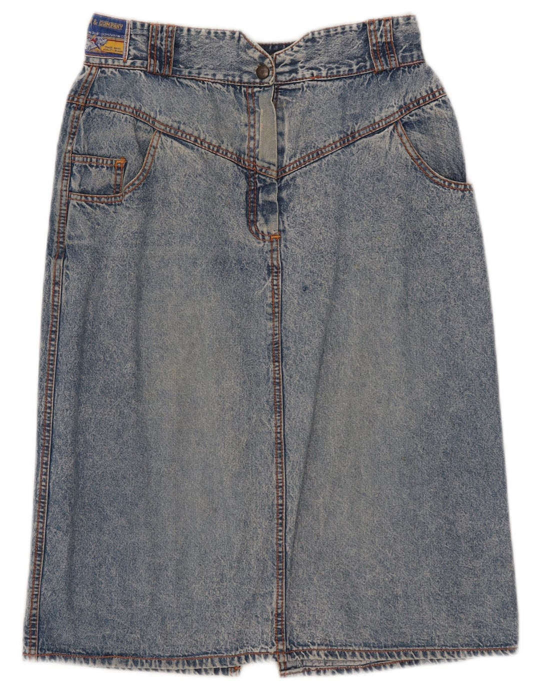 Saia jeans feminina vintage IT 42 médio W28 algodão azul