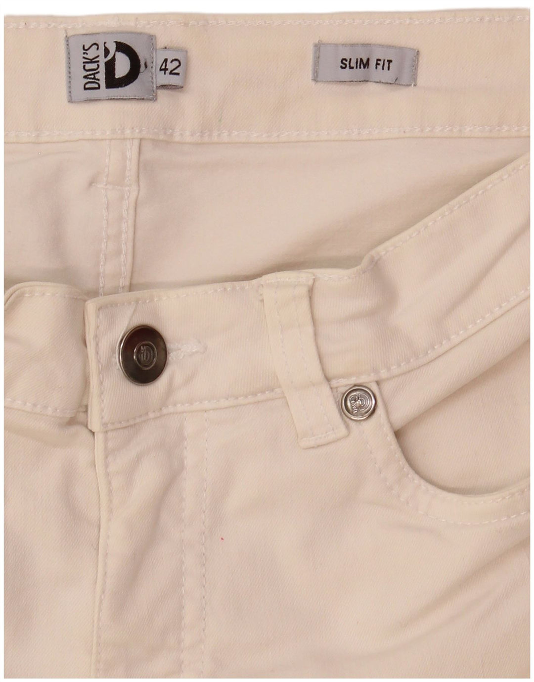 DACK'S Jeans Slim Feminino IT 42 Médio W28 L29 Algodão Branco
