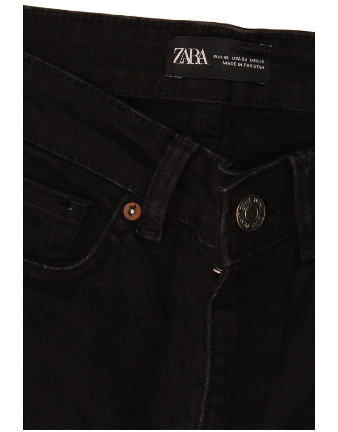 Calça jeans feminina ZARA Bootcut EU 38 pequena W28 L25 preta
