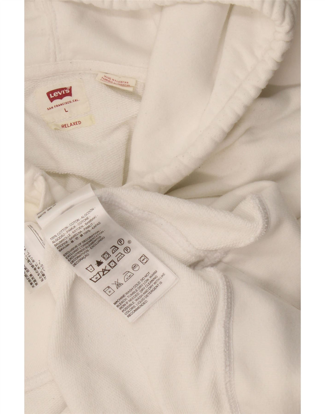 Suéter com capuz relaxado masculino Levi's grande algodão branco
