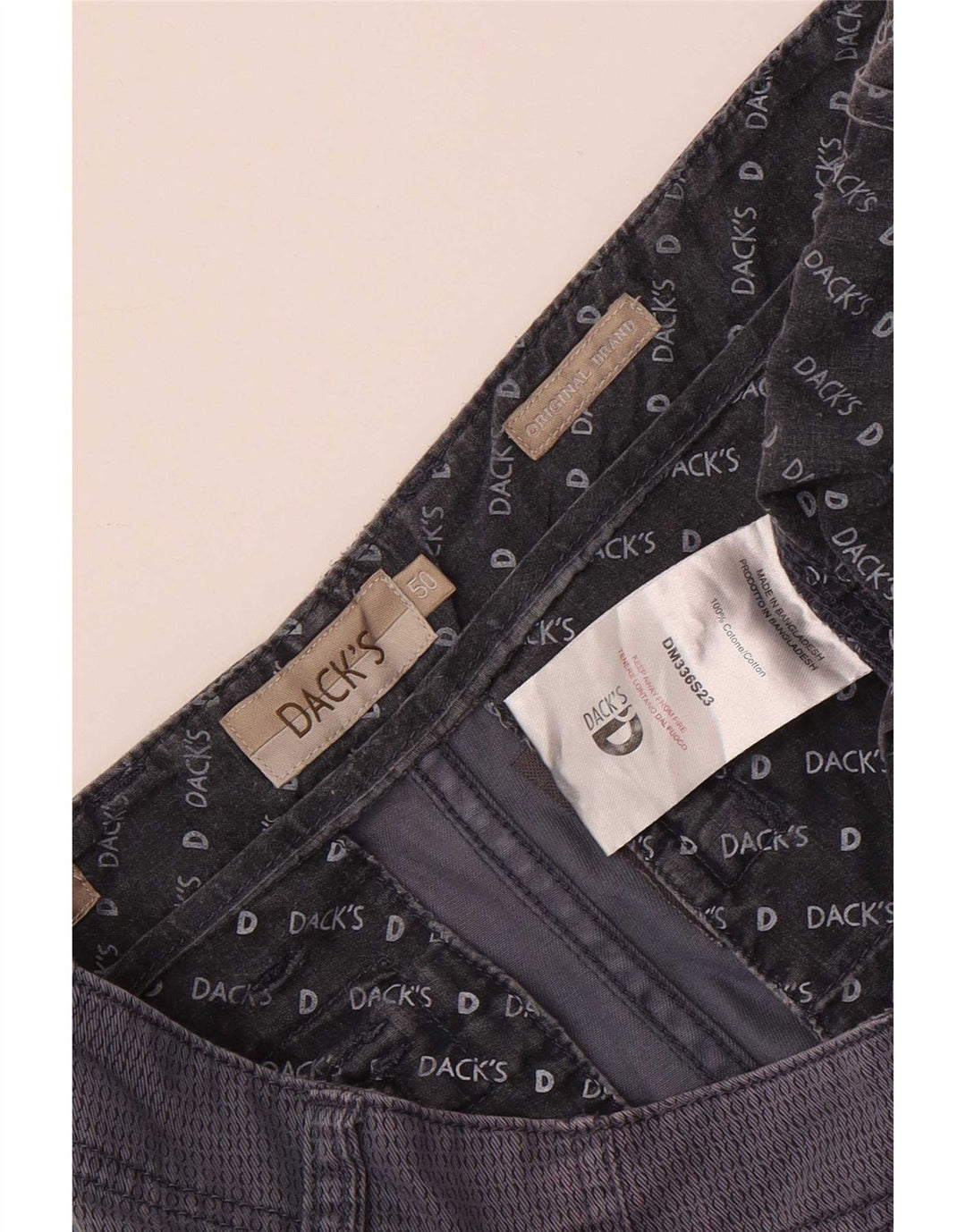Shorts cargo masculino Dack IT 50 grande W34 algodão manchado azul marinho