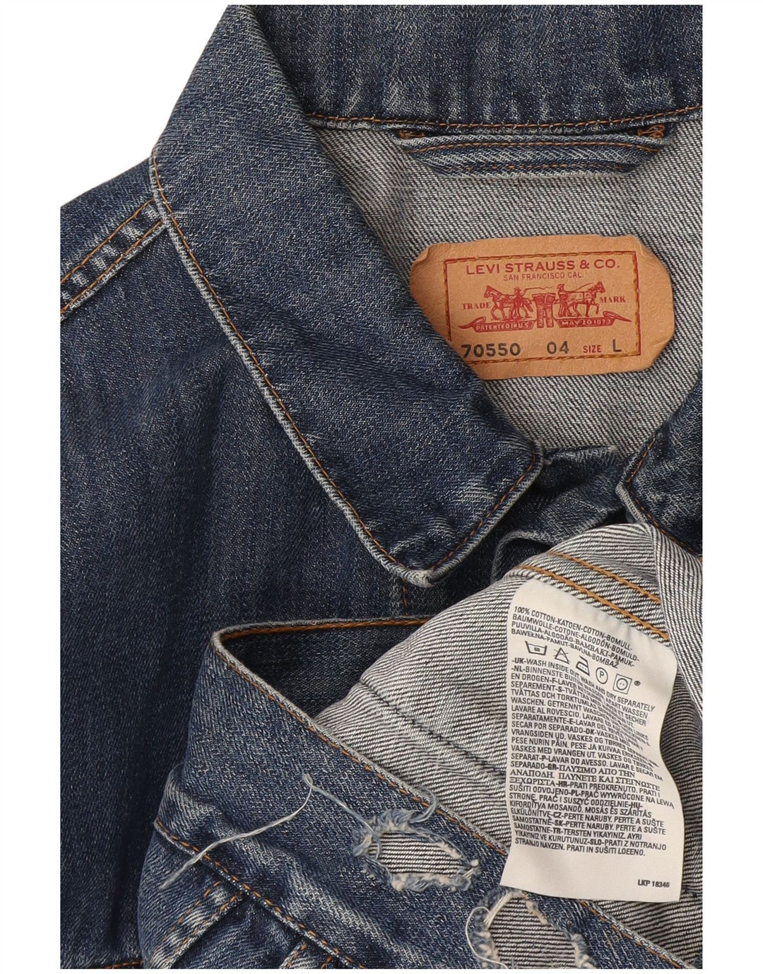 Jaqueta jeans masculina Levi's 70550 Reino Unido 40 grande algodão azul