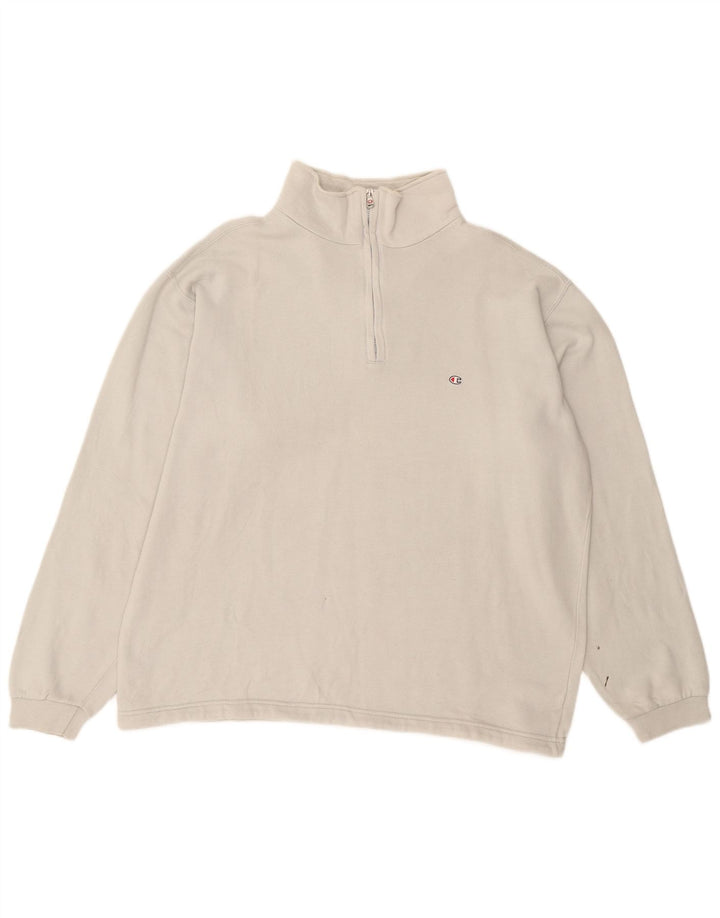 CHAMPION Suéter masculino com zíper e gola XL algodão cinza