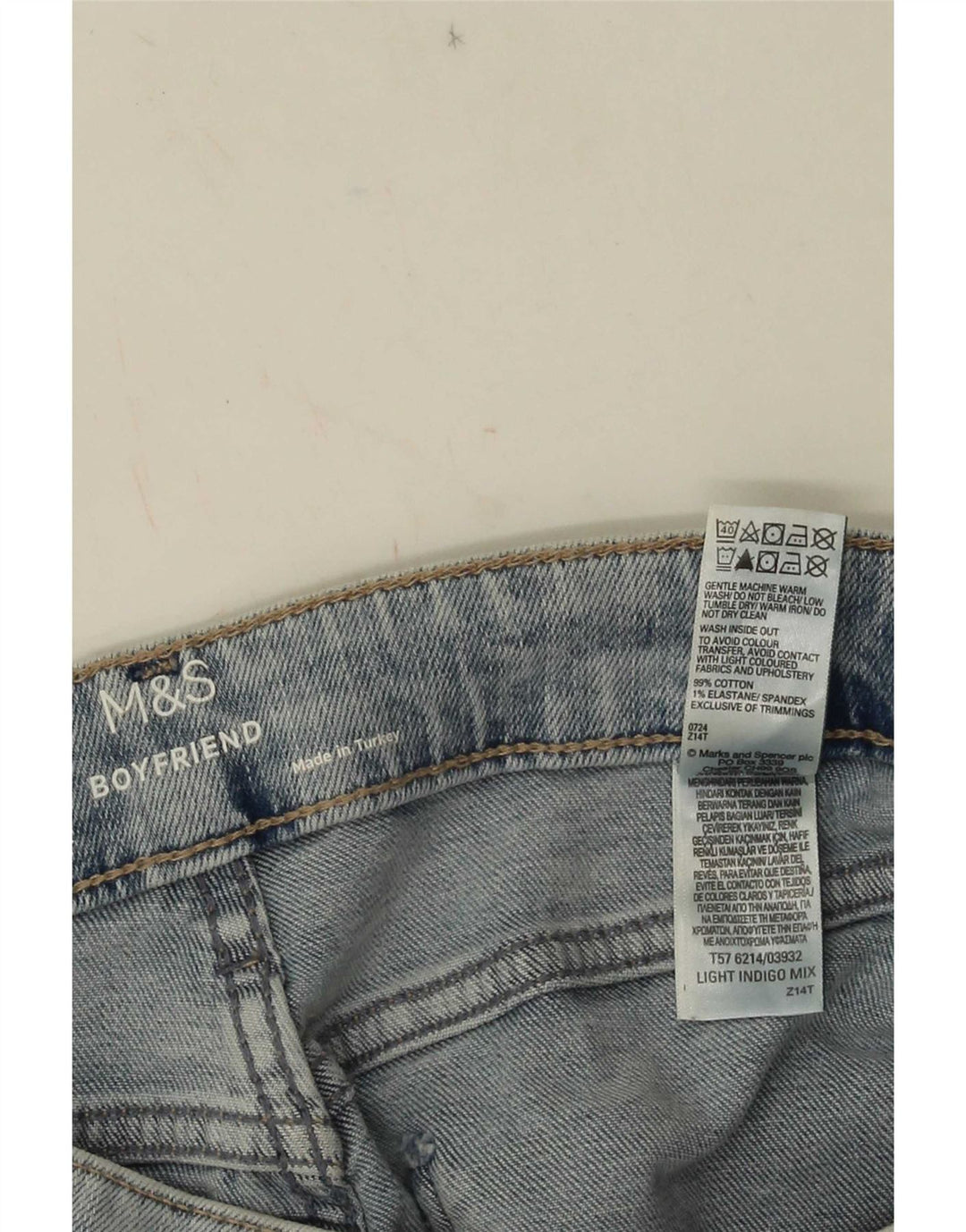 Calça jeans feminina Marks & Spencer Tapered UK 12 médio W28 L27 azul