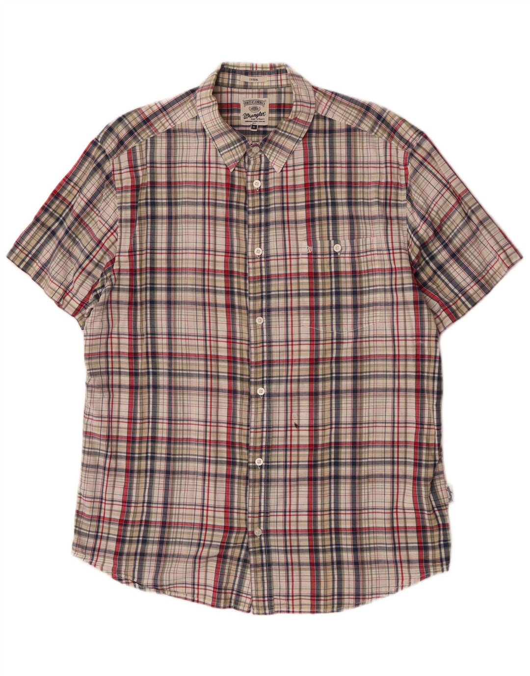 Camisa Wrangler masculina de manga curta XL algodão xadrez multicolorido