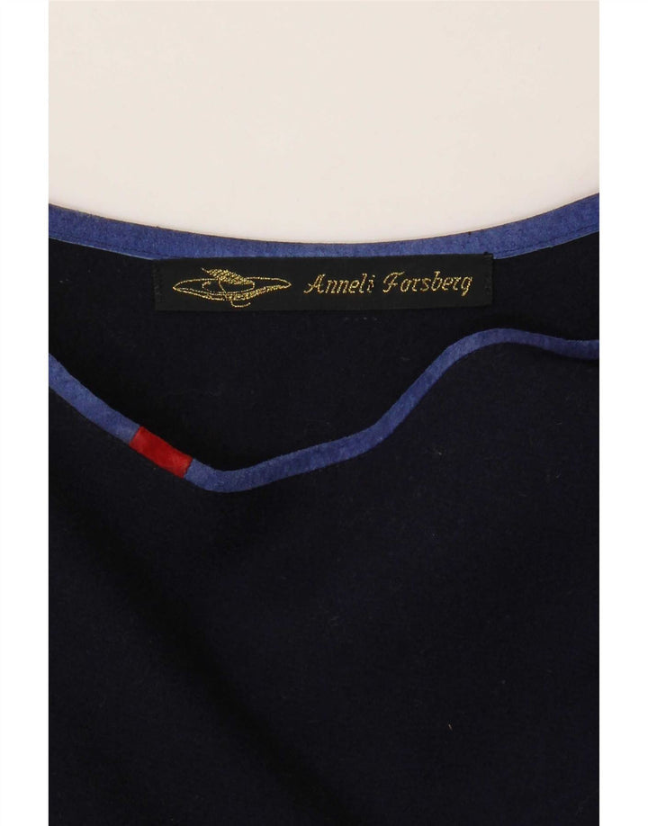 Top assimétrico feminino vintage UK 18 XL azul marinho