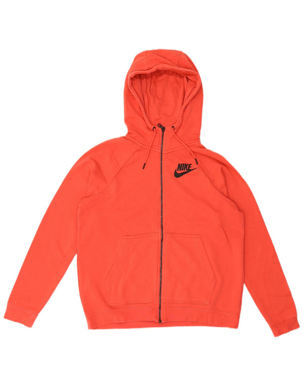 Suéter feminino Nike com capuz e zíper grande UK 14 algodão vermelho médio