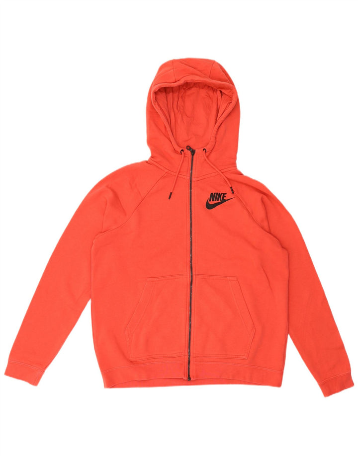 Suéter feminino Nike com capuz e zíper grande UK 14 algodão vermelho médio