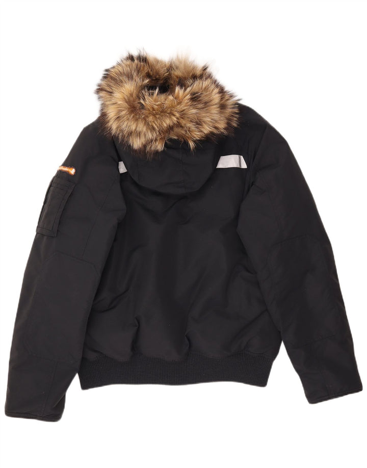 Jaqueta bomber masculina acolchoada com capuz Goose & Gander IT 48 nylon preto médio