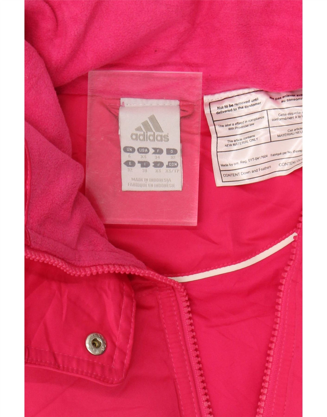 Colete acolchoado feminino Adidas UK 6 XS rosa poliéster