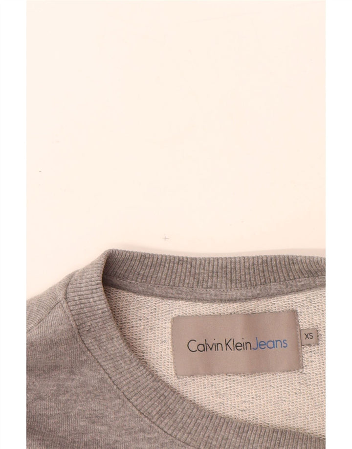 CALVIN KLEIN JEANS Suéter gráfico masculino XS algodão cinza