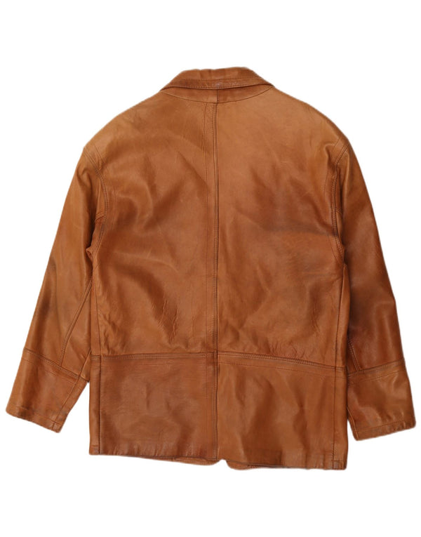 Jaqueta blazer masculina de couro com 2 botões Renna IT 46 pequena marrom
