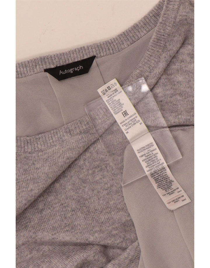 Suéter feminino MARKS & SPENCER com gola canoa Reino Unido 12 cinza médio
