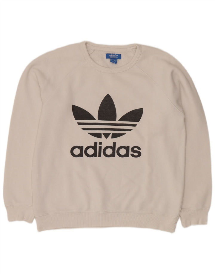 ADIDAS Mens Graphic Sweatshirt Jumper Médio Algodão Branco