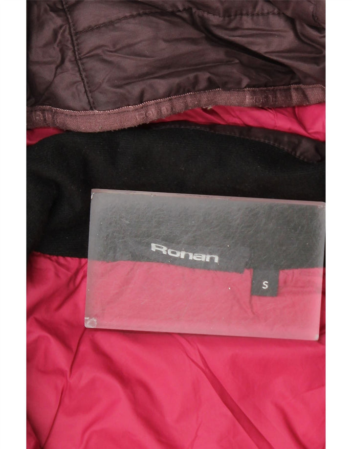 Casaco acolchoado com capuz feminino ROHAN UK 10 poliéster roxo pequeno