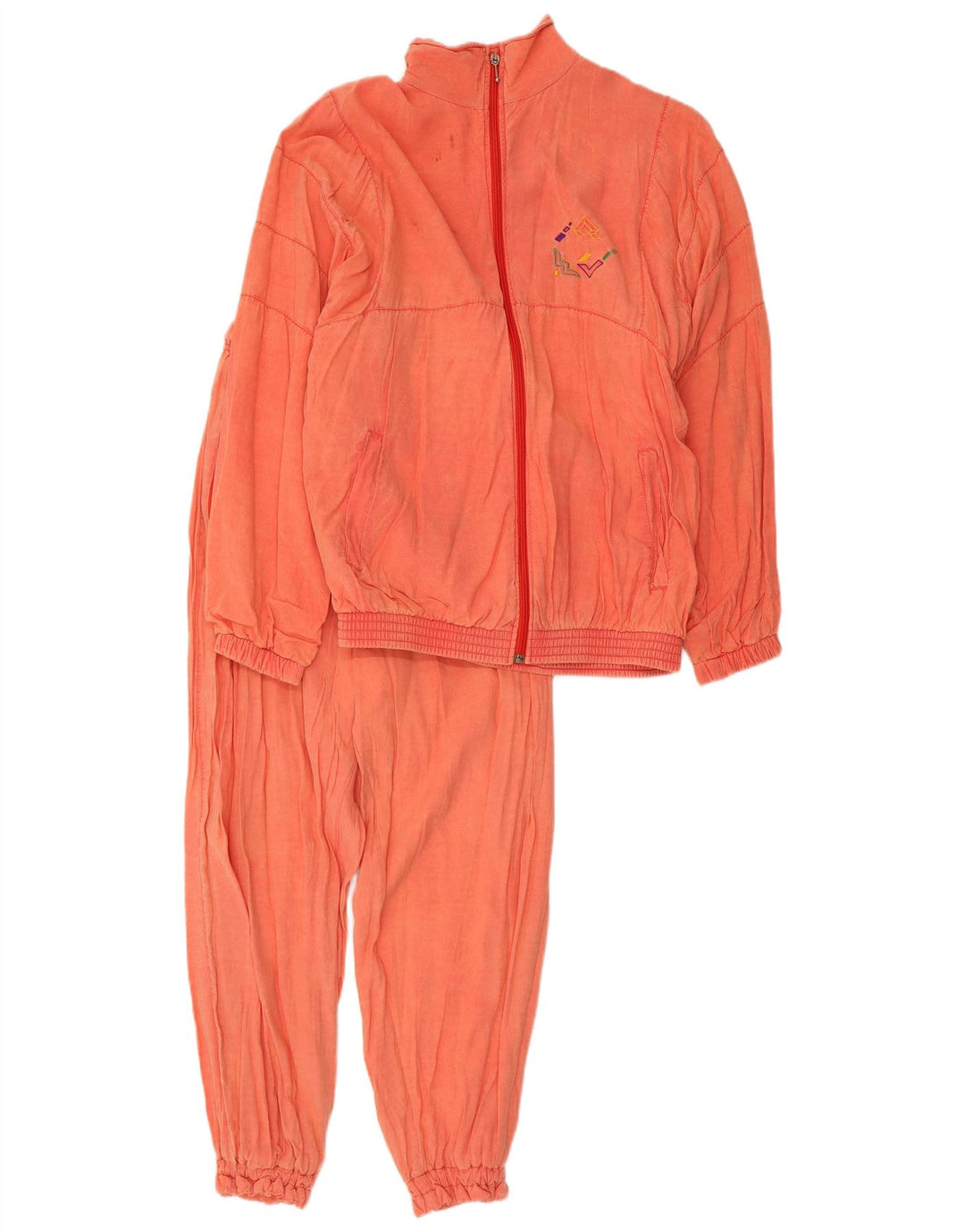 Fato de treino completo masculino vintage IT 48 poliéster laranja médio