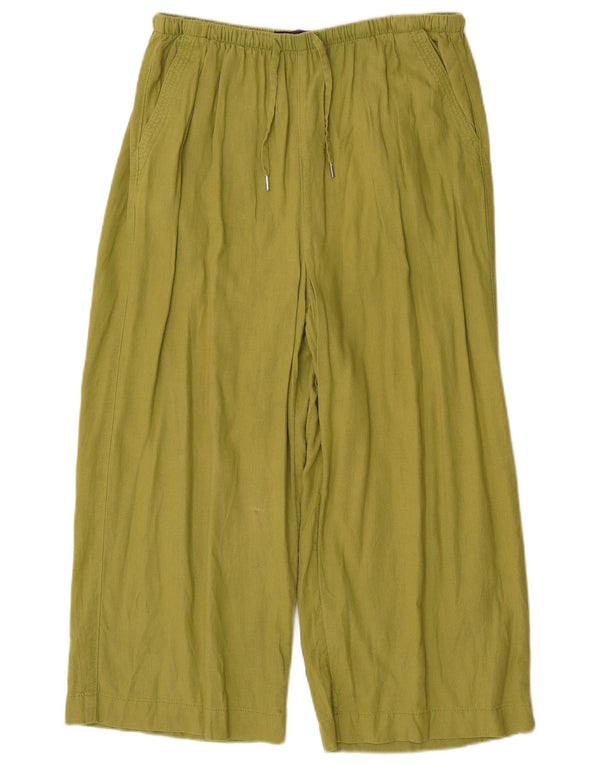 Calça capri feminina de cintura alta Marks & Spencer Reino Unido 12 médio W34 L22 verde