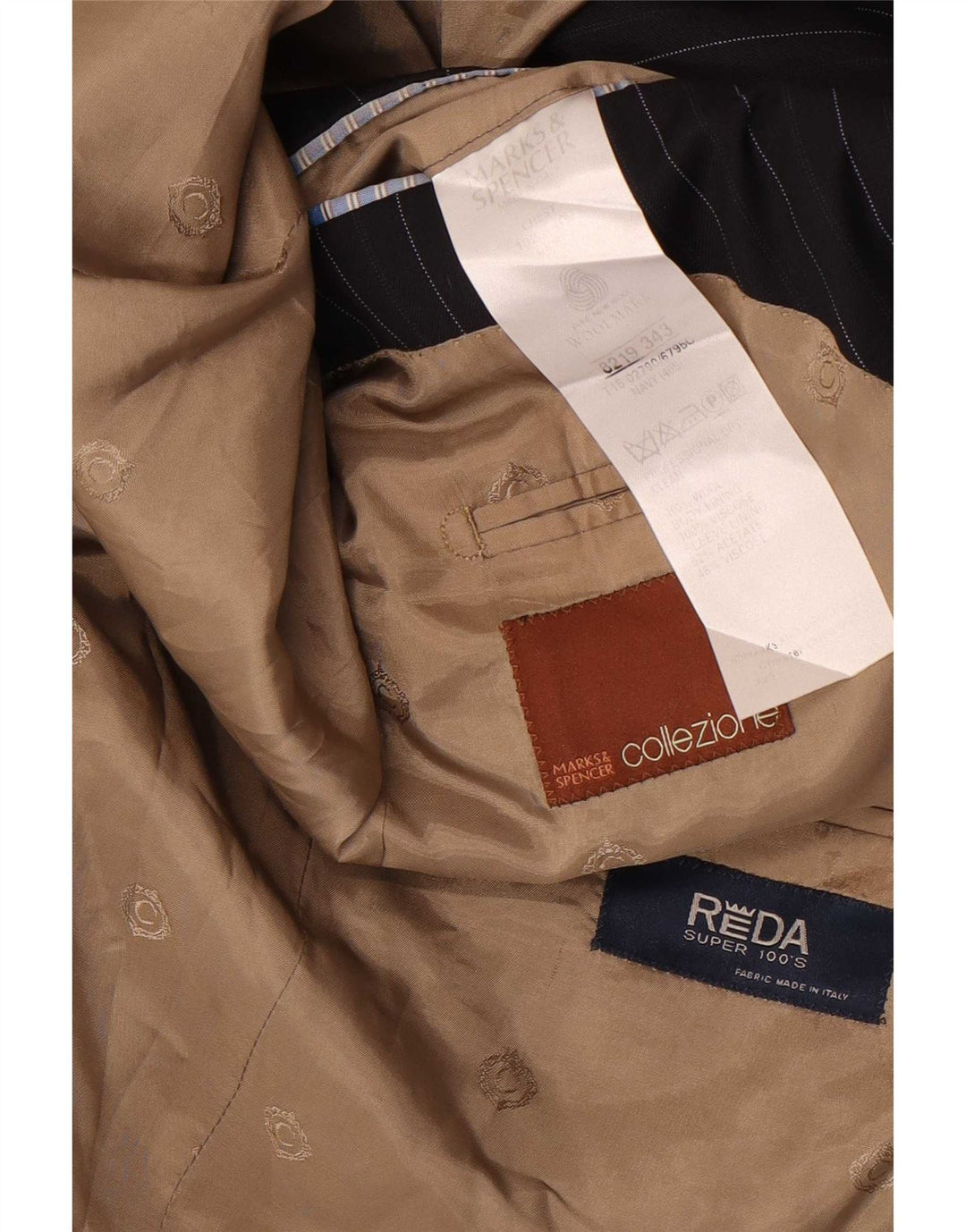 Jaqueta blazer masculina de 3 botões Marks & Spencer Reino Unido 40 médio listrado azul marinho