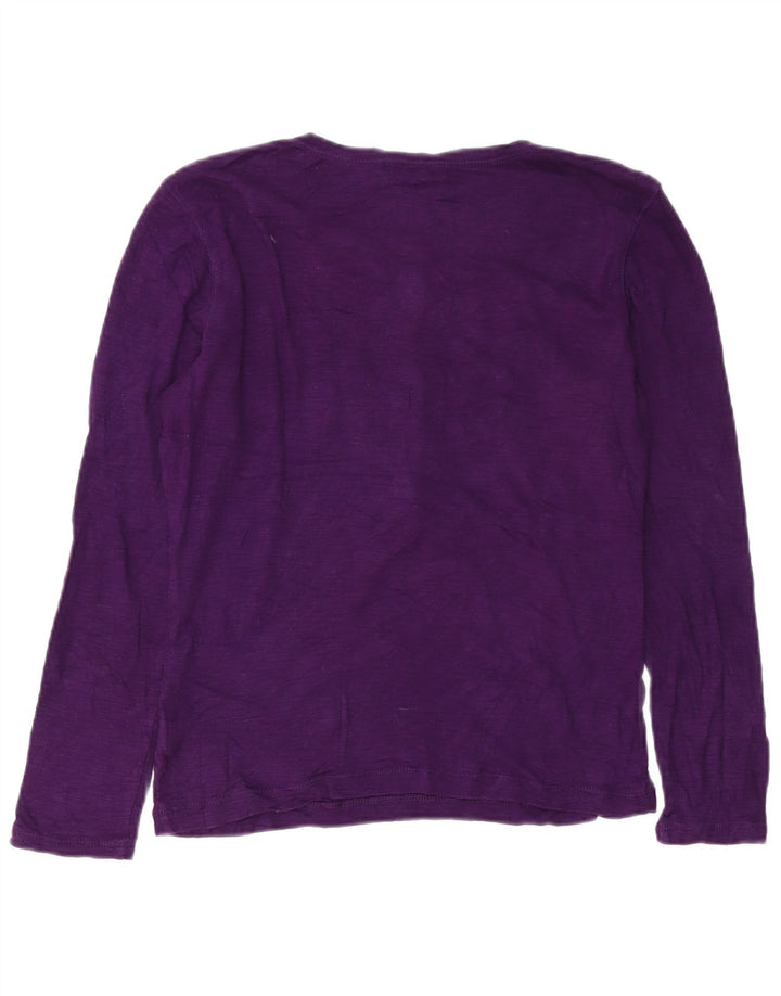 Top feminino Chaps manga comprida UK 14 algodão roxo médio