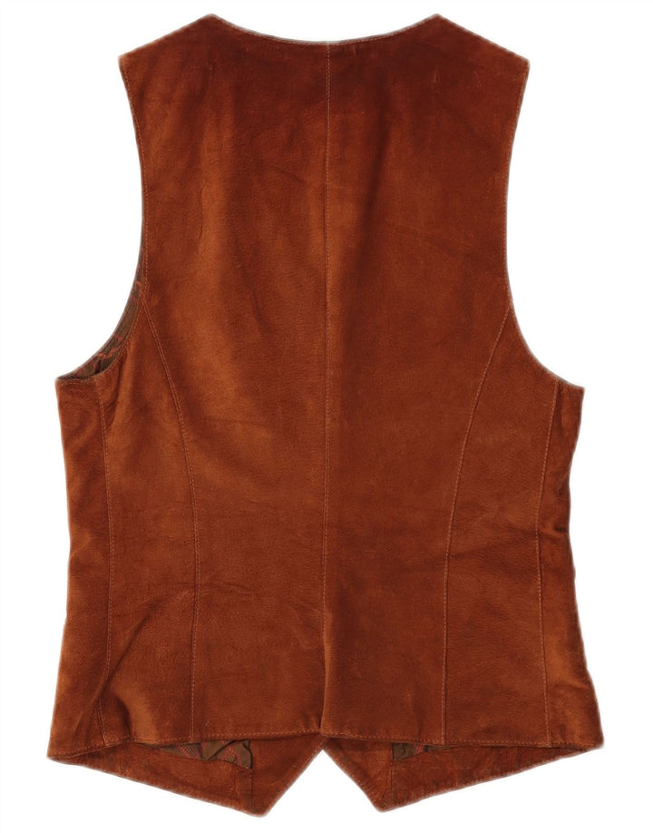 Colete feminino vintage de camurça IT 42 marrom médio