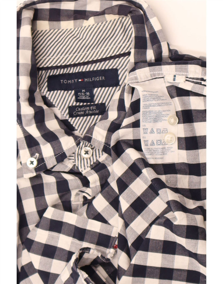 Tommy Hilfiger Mens Custom Fit Camisa Tamanho 15 1/2 16 Médio Azul Gingham
