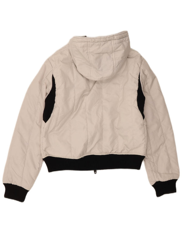 Jaqueta feminina acolchoada com capuz Refrigiwear UK 16 grande bloco colorido branco
