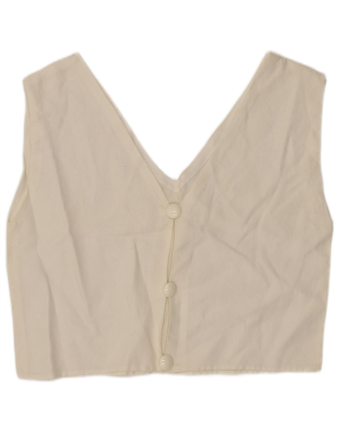 Blusa feminina VINTAGE sem mangas com corte UK 12 médio branco
