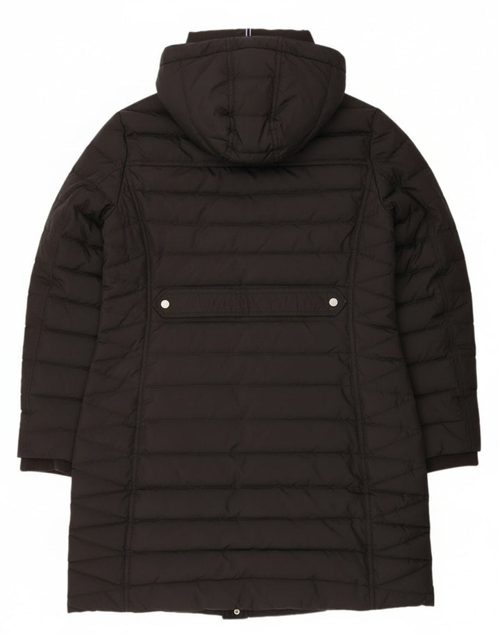 Casaco acolchoado com capuz feminino Tommy Hilfiger Reino Unido 14 grande poliéster preto