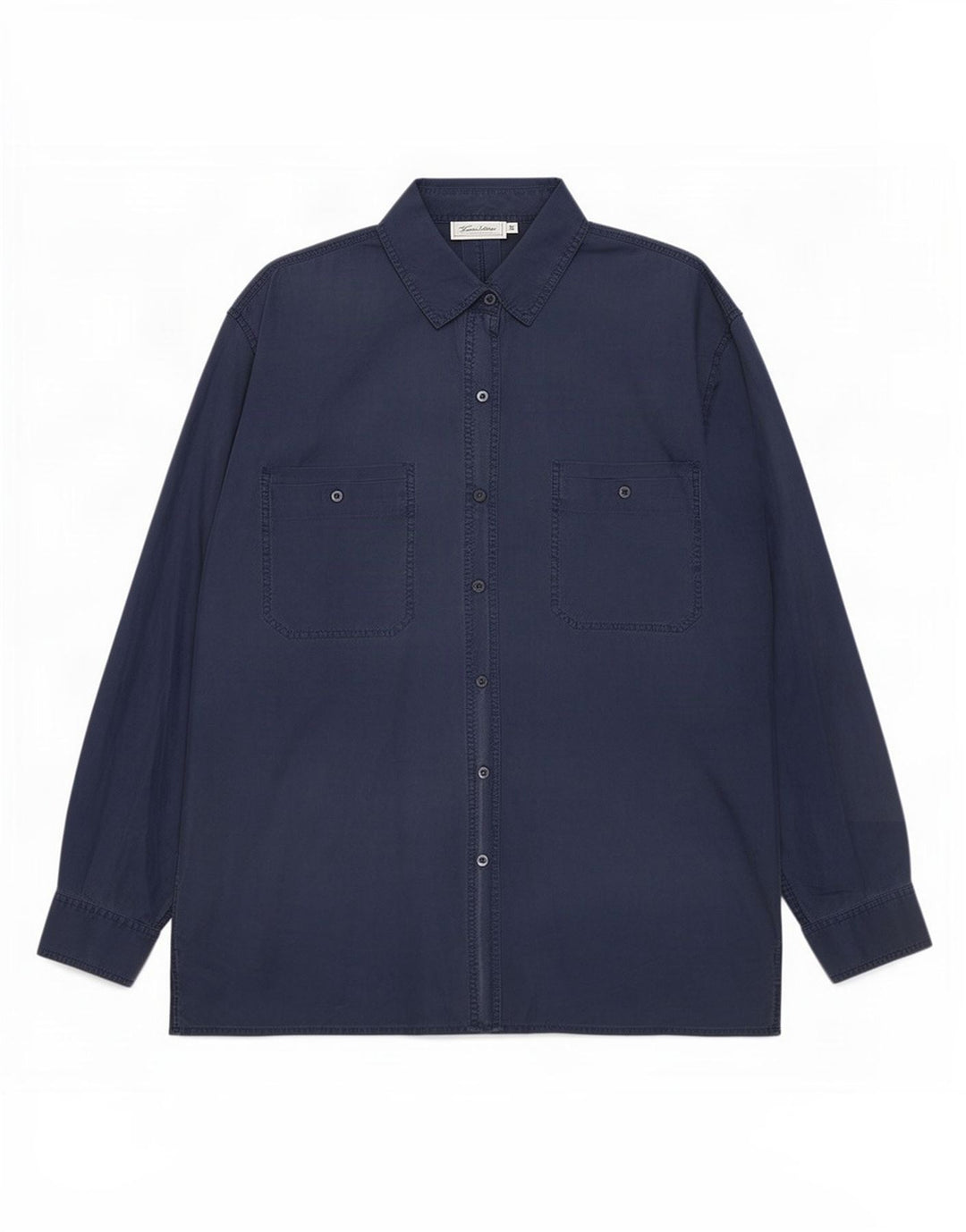 Camisa feminina vintage UK 14 seda azul marinho médio