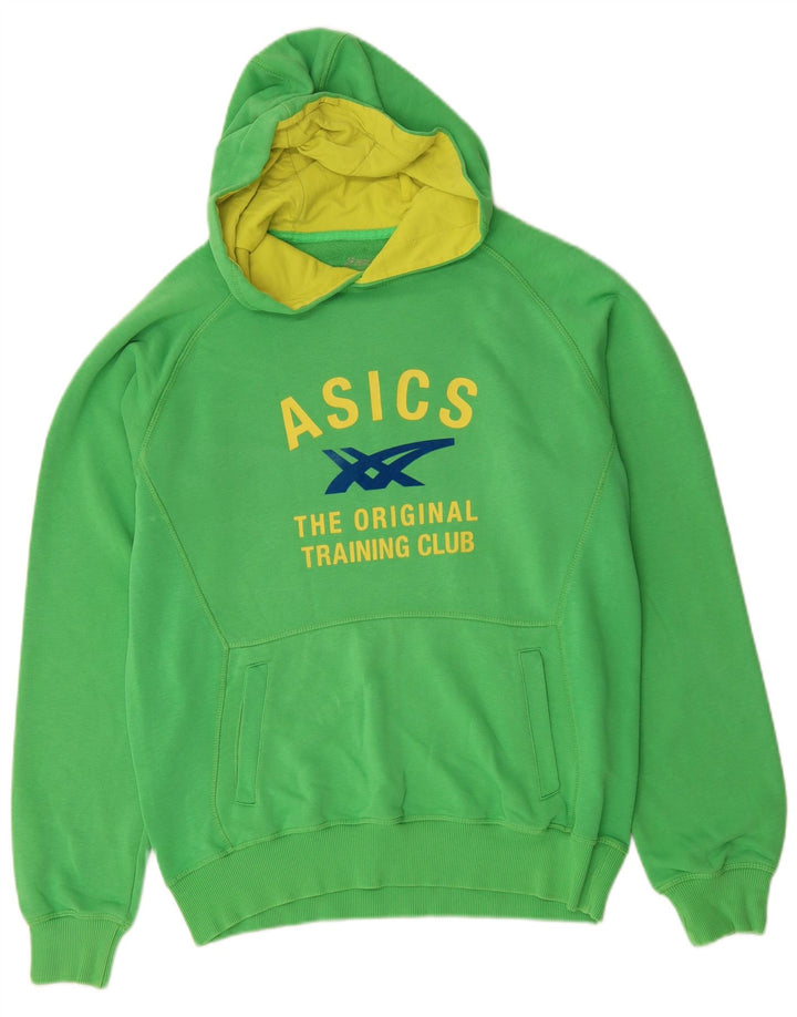 Asics Mens Graphic Hoodie Jumper Grande Algodão Verde