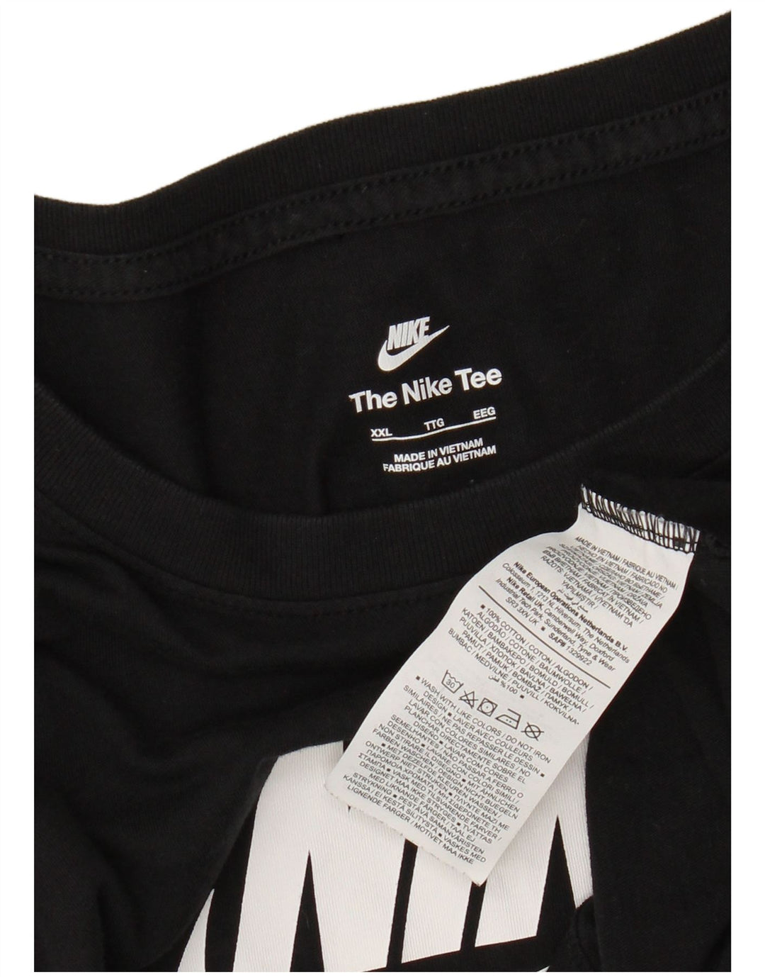 Top gráfico feminino Nike manga comprida UK 20 2XL algodão preto