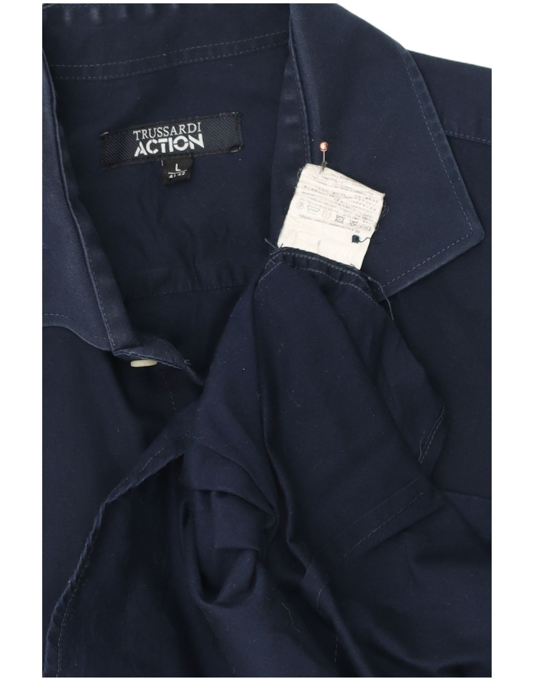 Camisa masculina Trussardi tamanho 41/42 grande algodão azul marinho