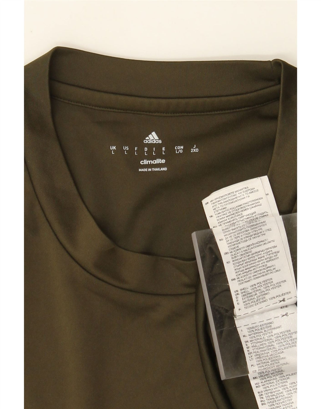 Adidas Mens Climalite Camiseta Top Grande Poliéster Cáqui