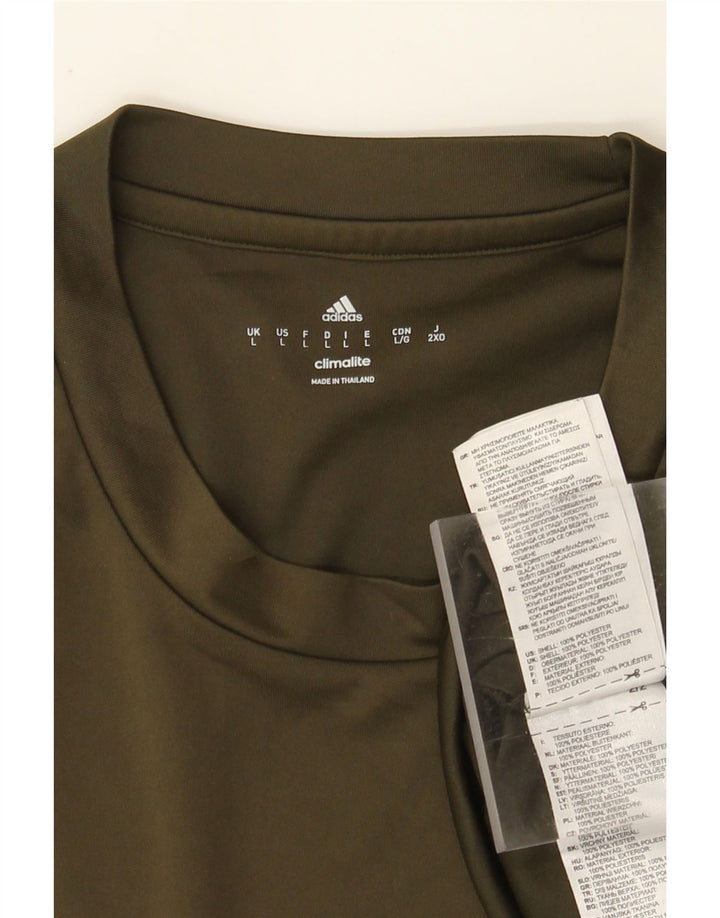 Adidas Mens Climalite Camiseta Top Grande Poliéster Cáqui