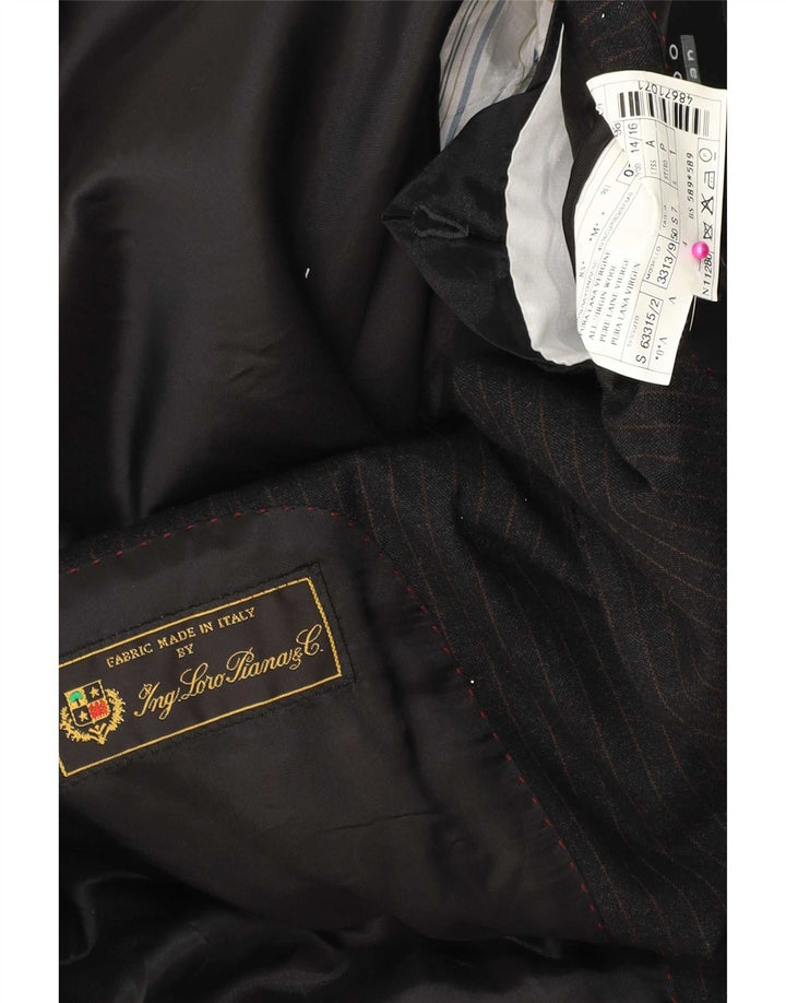 Jaqueta Blazer Masculina de 3 Botões Ing Loro Piona & Co. IT 50 Grande Listrada Preta