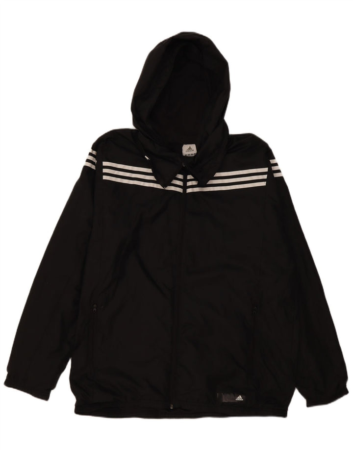 Adidas Mens Hooded Rain Jacket UK 42 XL Preto Poliéster