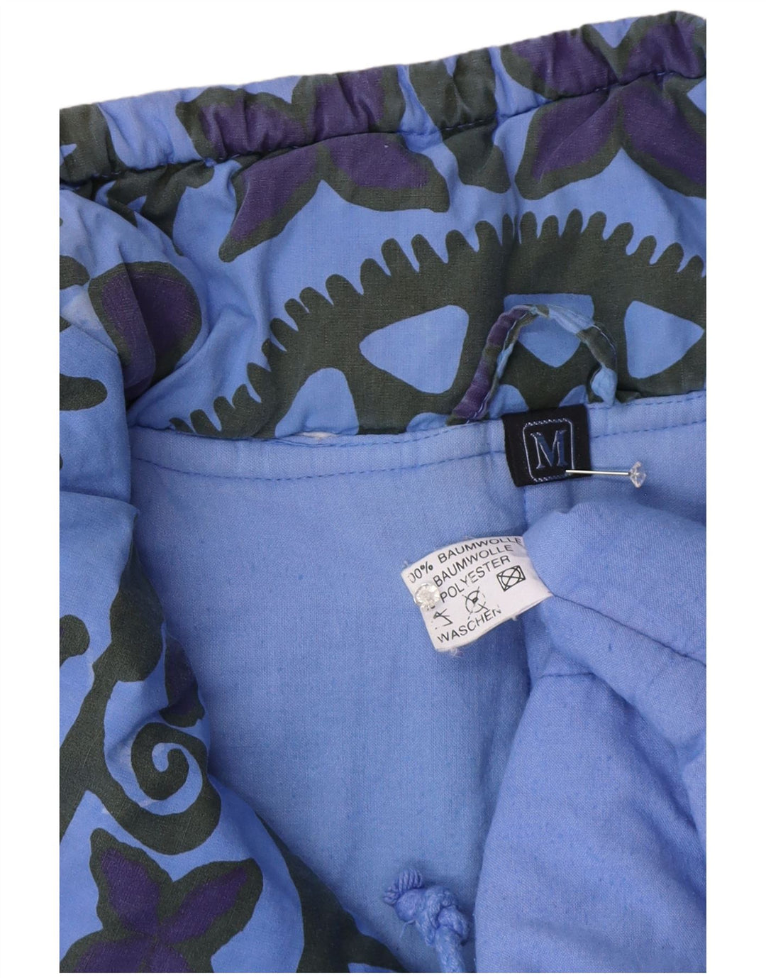 Jaqueta Anorak Vintage Masculina Solta Fit Reino Unido 38 Algodão Geométrico Azul Médio