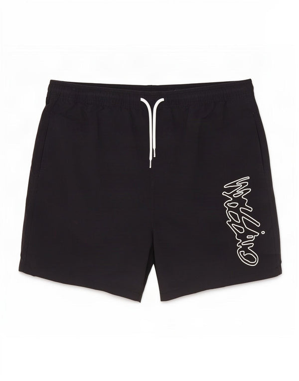 Mossimo Mens Graphic Swimming Shorts Large Black Nylon
