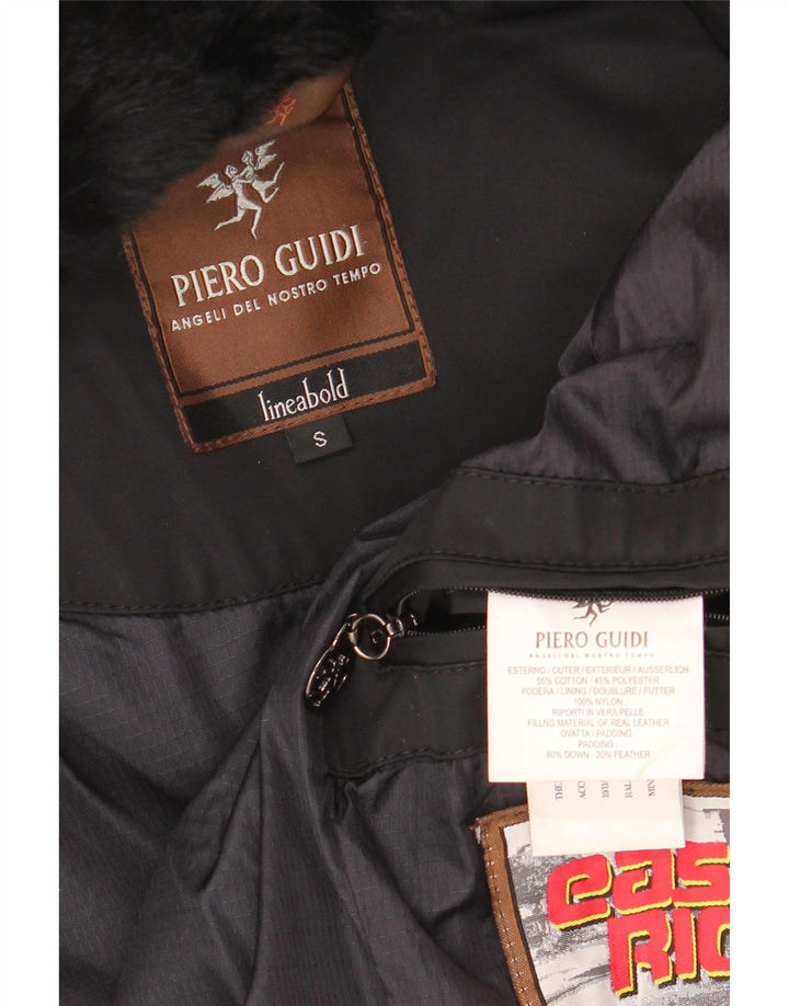 Jaqueta acolchoada feminina PIERO GUIDI UK 10 pequeno algodão preto